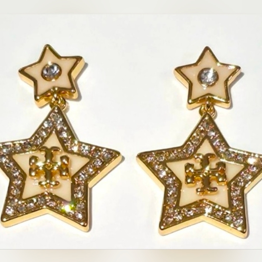 Tory Burch Falling Star Drop Earrings With Dustbag NWT